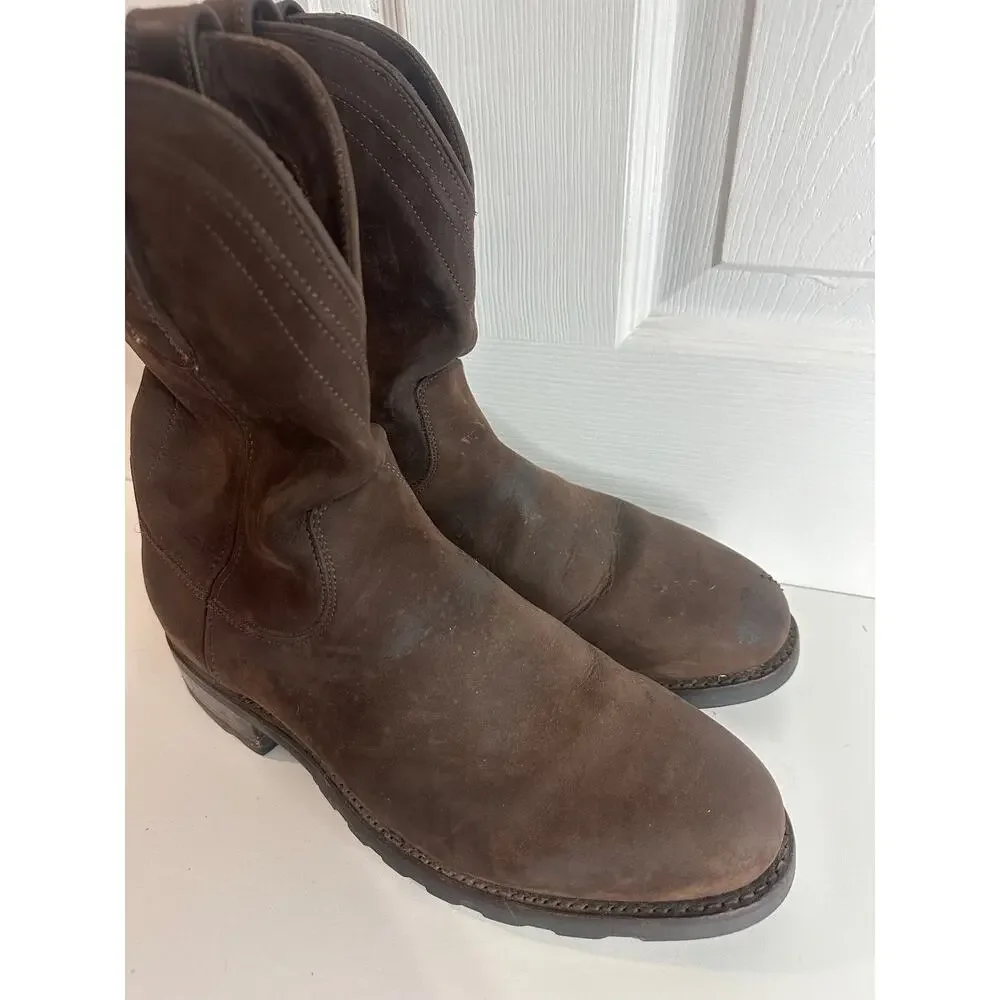 Tecovas Stockton Roper Ranch Boots Sz 10.5D Dark Brown Vibram Hard Toe Work Mens